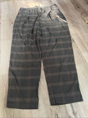 Women’s Plaid Dress Pants - Gray with Subtle Brown Windowpane
